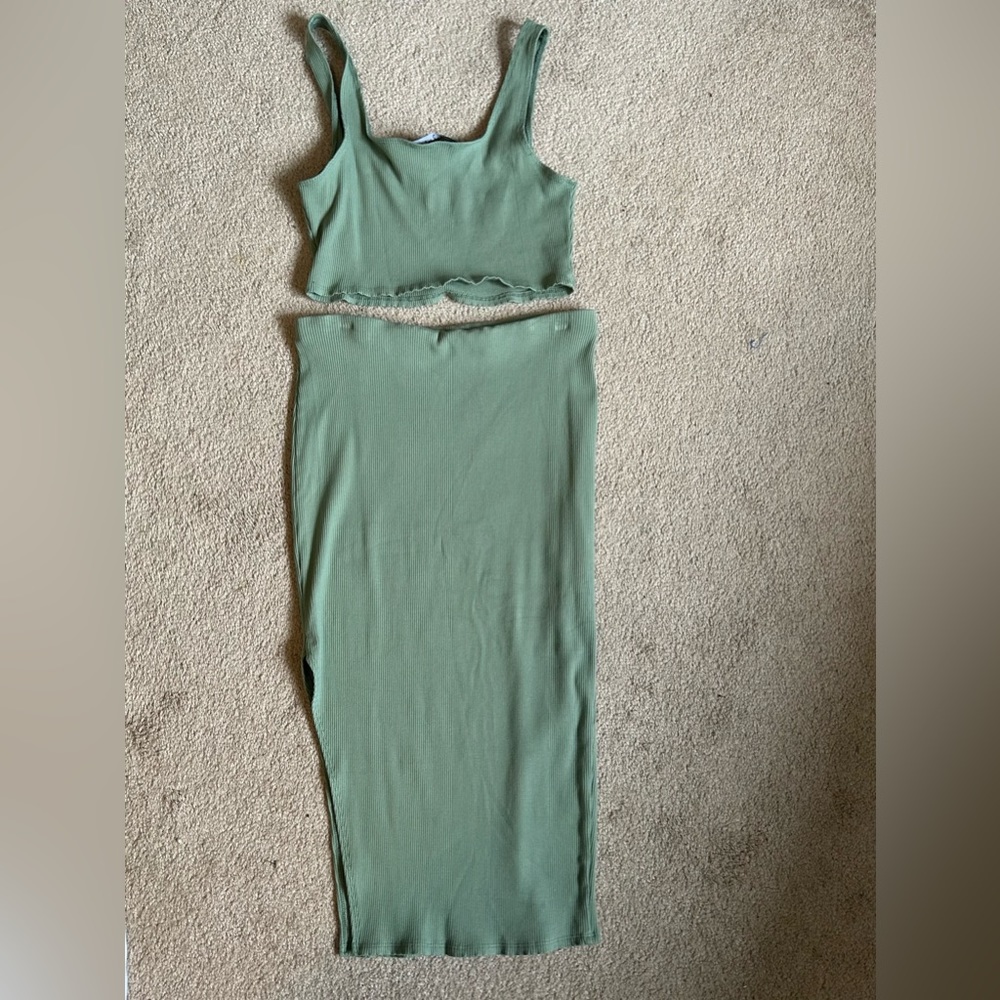 Lulus 2 piece sage green dress